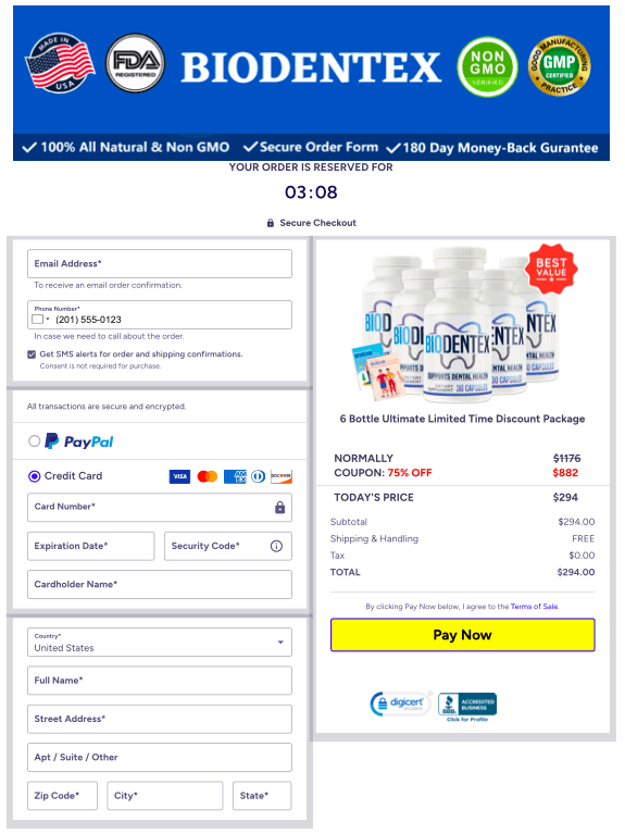 BIODENTIX™ payment process